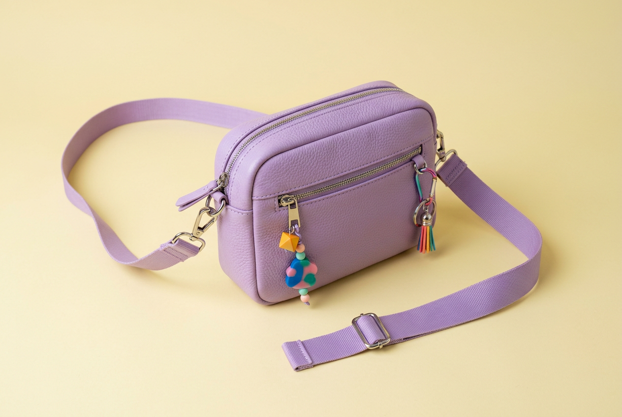 Illustrative lilac mini crossbody sling bag